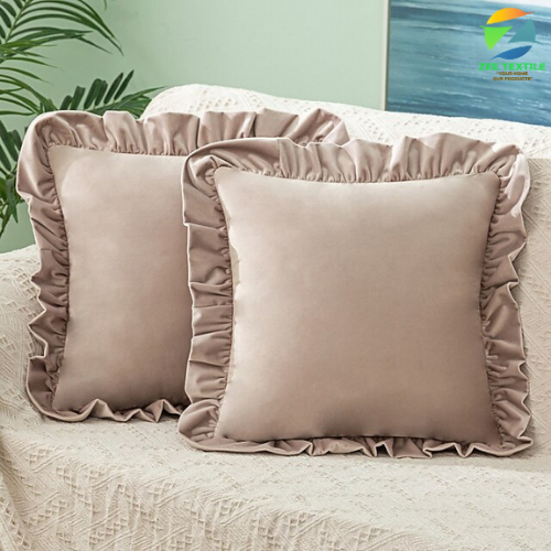 Frilly Velvet Sofa Cushions- 1 Pair