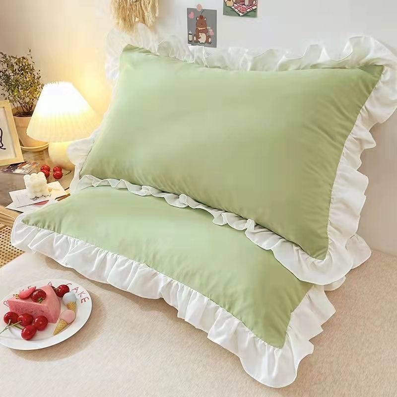 Frilly Cotton Bed Pillow-Pack of 2