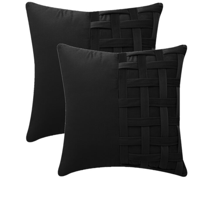Velvet Squares Throw Cushion-Pack of 2