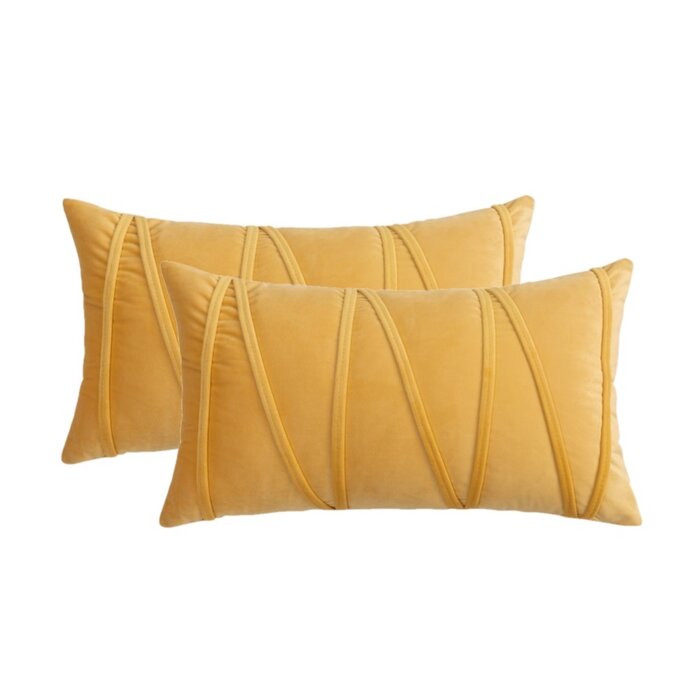 Velvet Cross Pleated Duck Pillow-Pack of 2