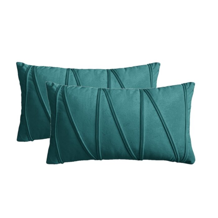 Velvet Cross Pleated Duck Pillow-Pack of 2