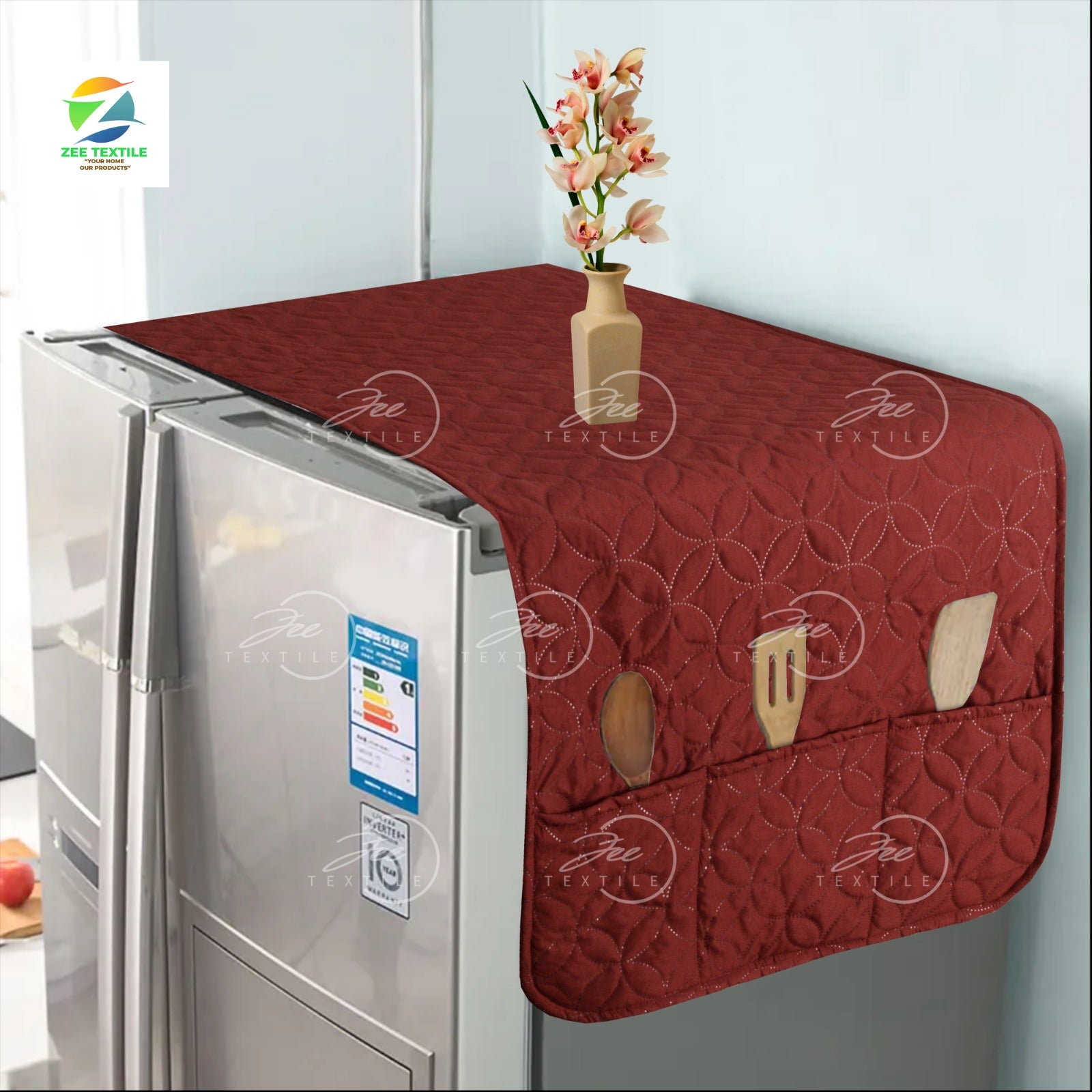 Ultrasonic Quilted Fridge Cover-Maroon