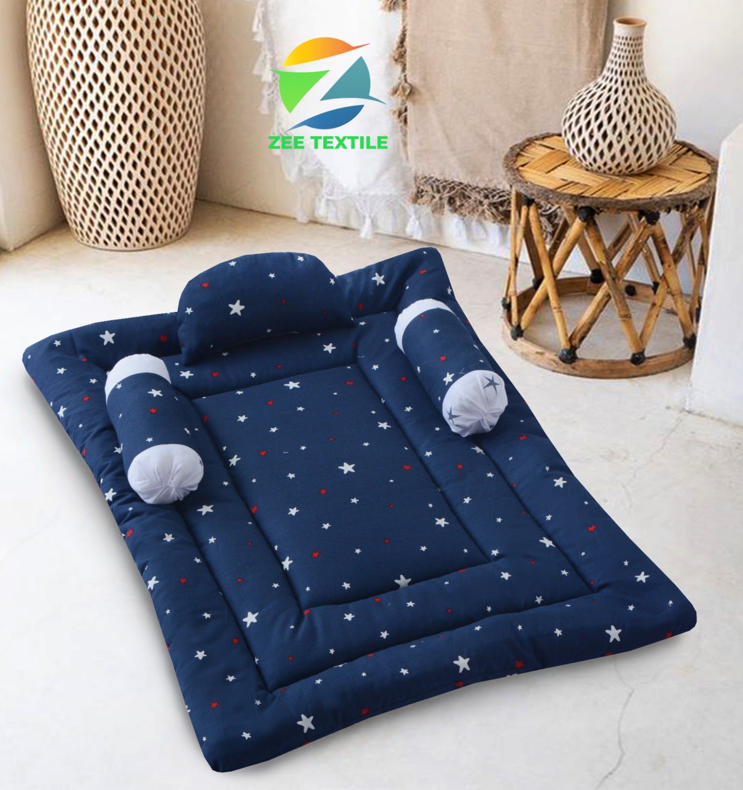 Little Star Cotton Baby Sleeping Set-7 Pcs-Dark Blue