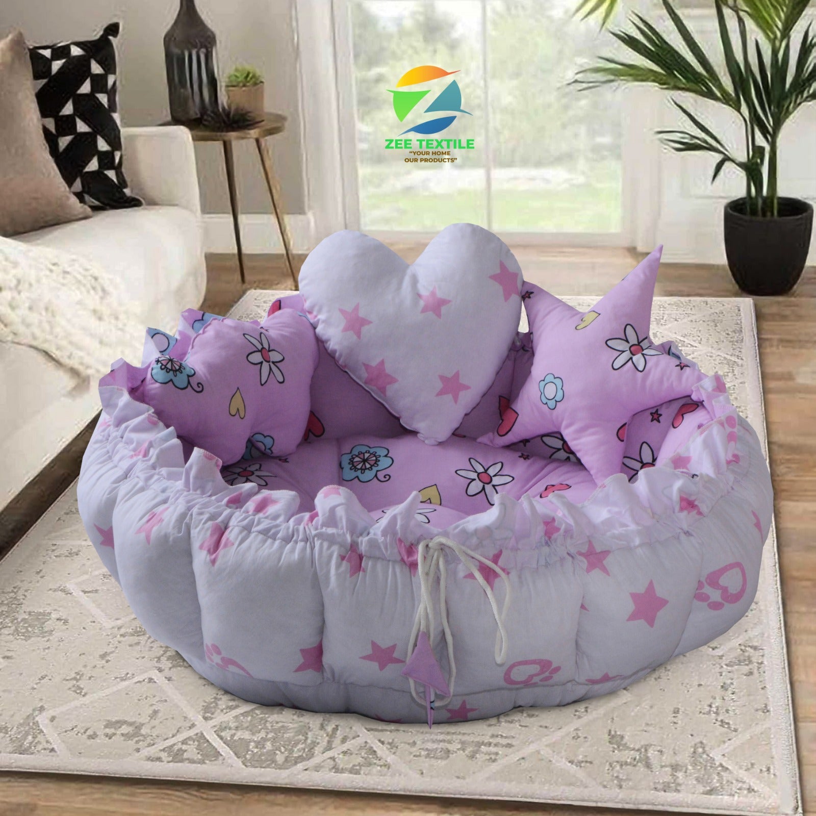 Printed Two Sided Baby Playing Cot, 5 pcs with Mosquito net
